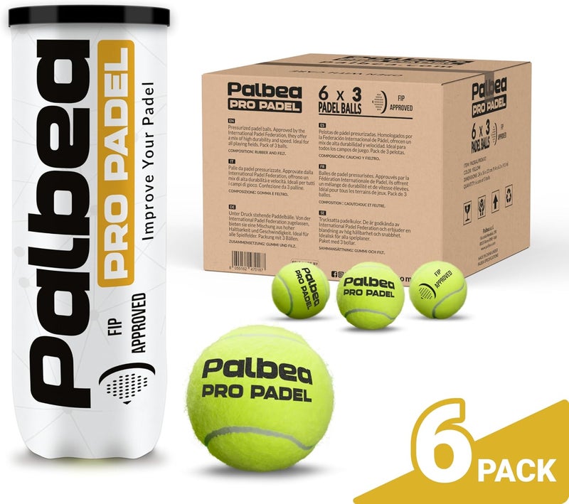 Palbea PRO Padel Balls. 6/12/24 Tubes of 3 Padel Tennis Balls FIP Approved. Paddle Balls Made of HV Felt for Training and Tournament. Suitable for Any Surface or Sites. - Image 2